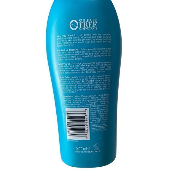 Radiant Glow +Argan Oil of Morocco Extra Hydrating Body Wash Dry Skin 19.5 fl oz - Picture 3 of 3
